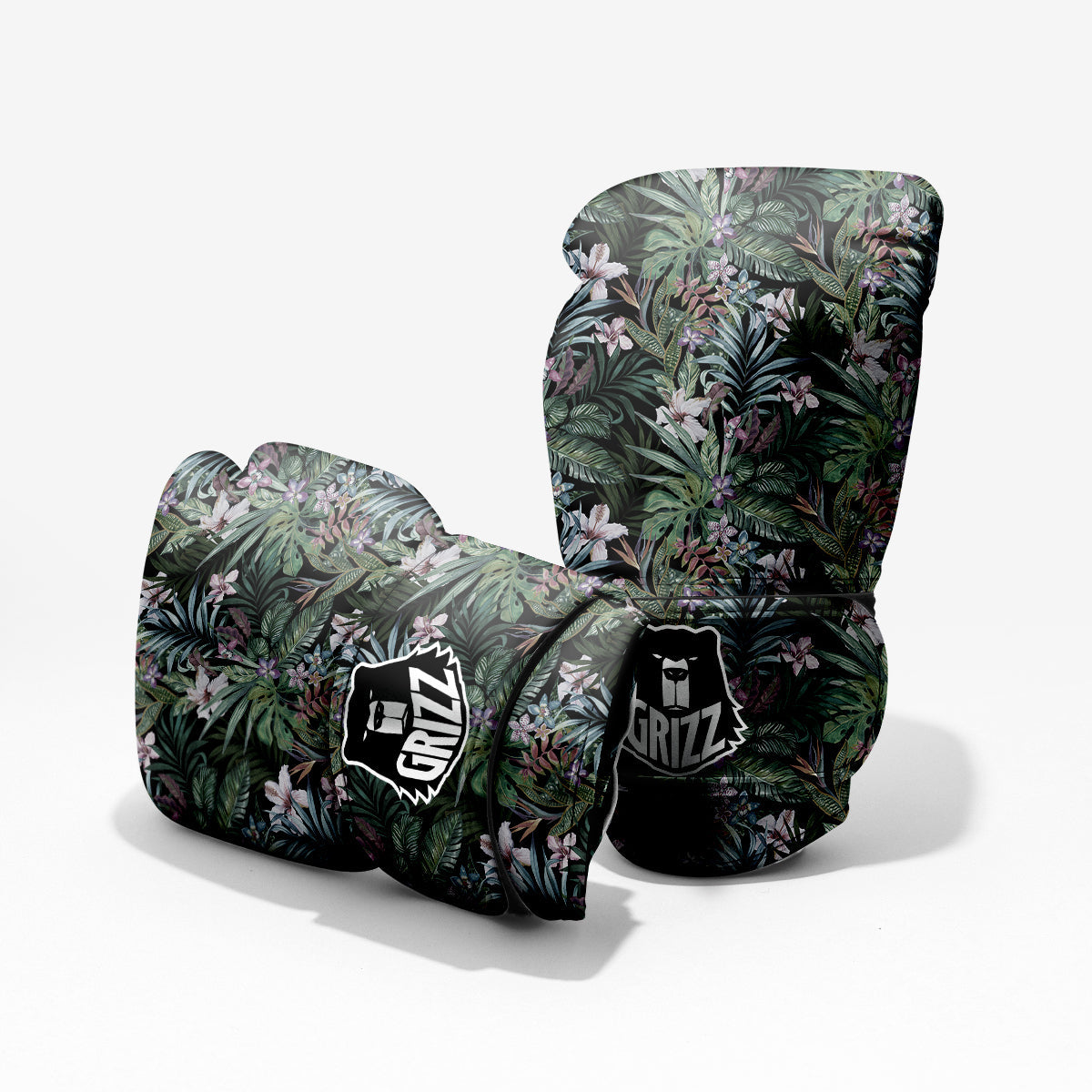 Tropical Vintage Floral Print Pattern Sparring Gloves-grizzshop