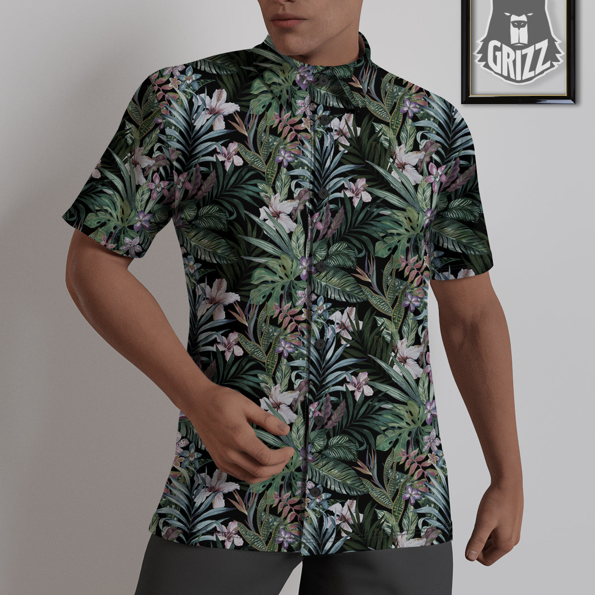 Tropical Vintage Floral Print Pattern Untucked Shirts-grizzshop
