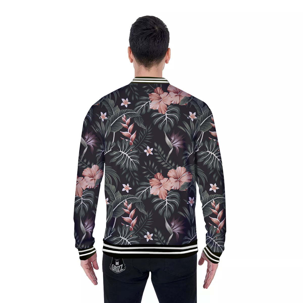 Tropical Watercolor Print Pattern Baseball Jacket-grizzshop