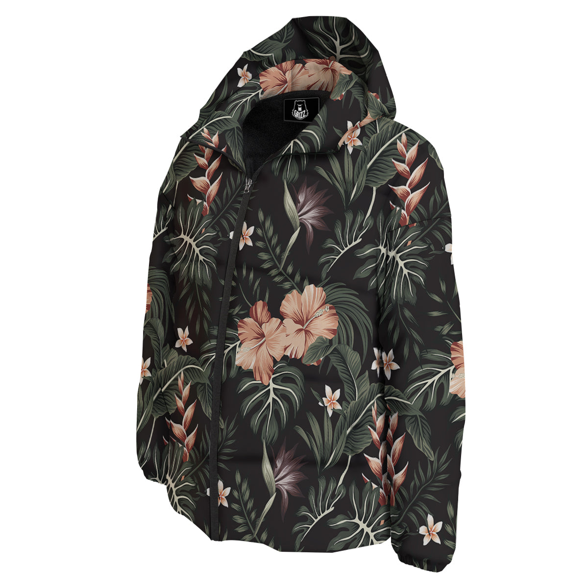 Tropical Watercolor Print Pattern Down Jacket-grizzshop