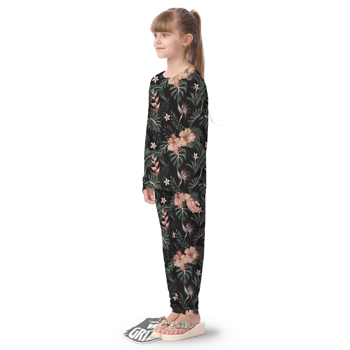 Tropical Watercolor Print Pattern Kid's Pajamas-grizzshop