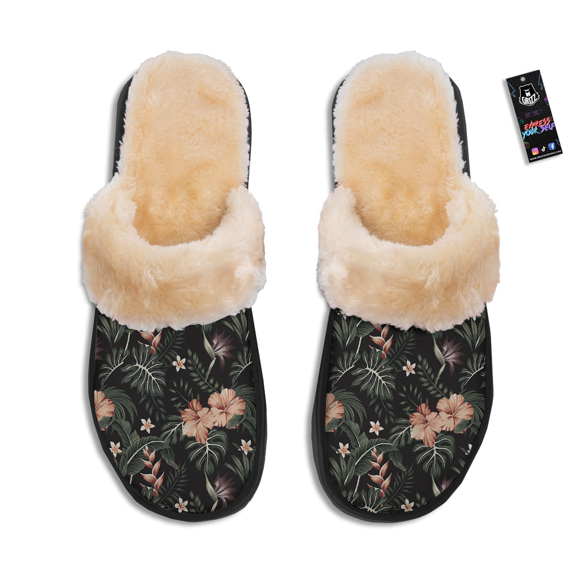 Tropical Watercolor Print Pattern Slippers-grizzshop