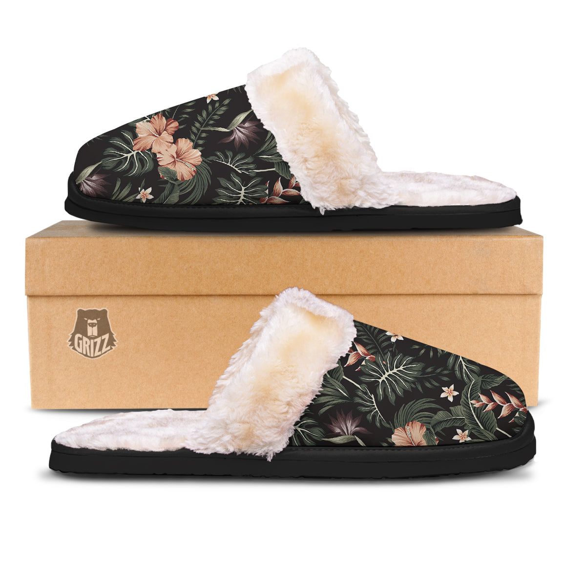Tropical Watercolor Print Pattern Slippers-grizzshop