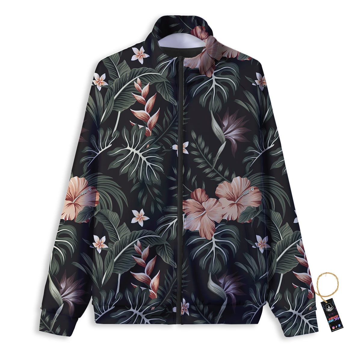 Tropical Watercolor Print Pattern Track Jacket-grizzshop