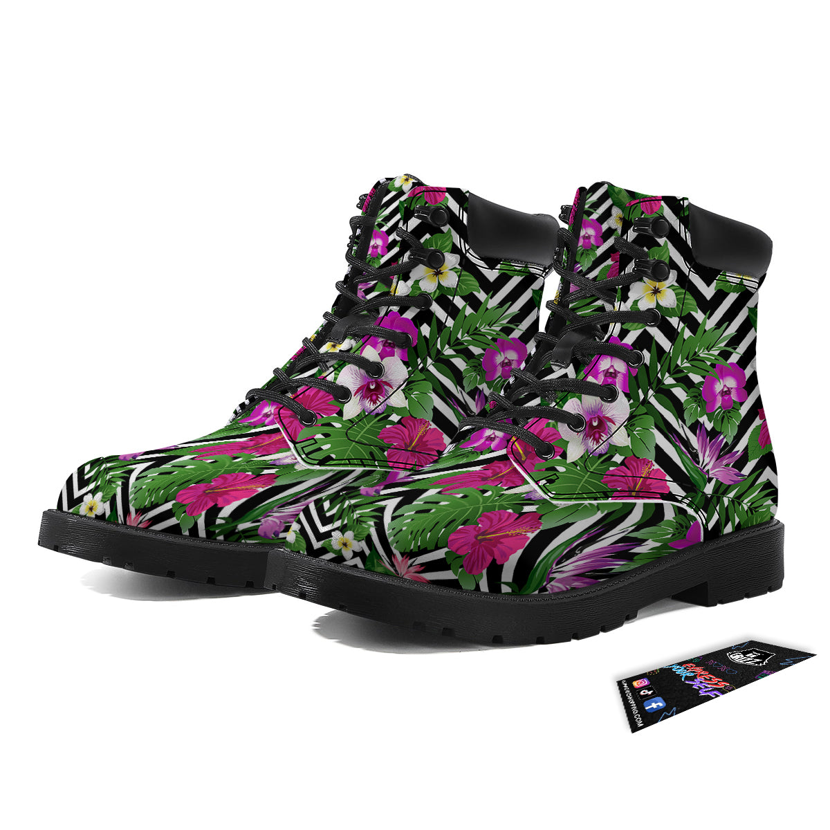 Tropical Zig Zag Print Pattern Boots-grizzshop