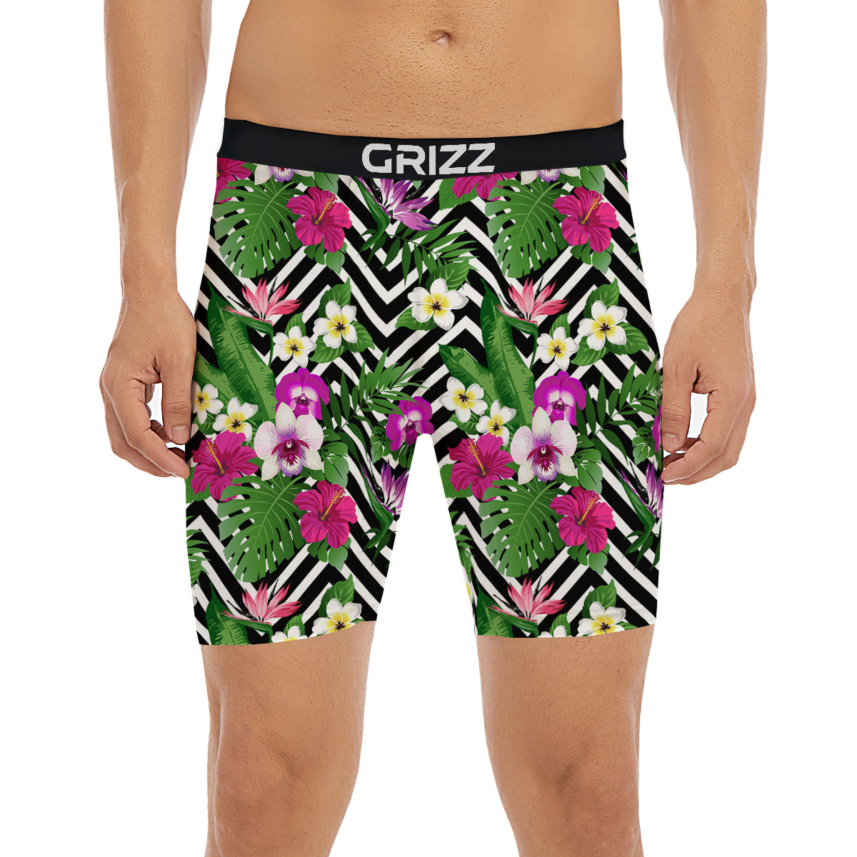 Tropical Zig Zag Print Pattern Boxer Briefs-grizzshop