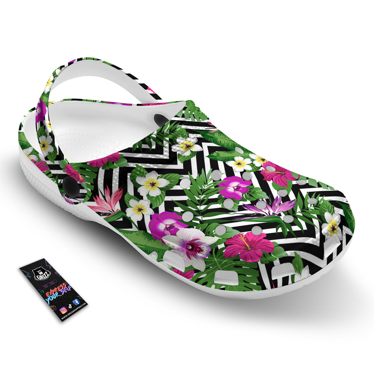 Tropical Zig Zag Print Pattern Clog-grizzshop