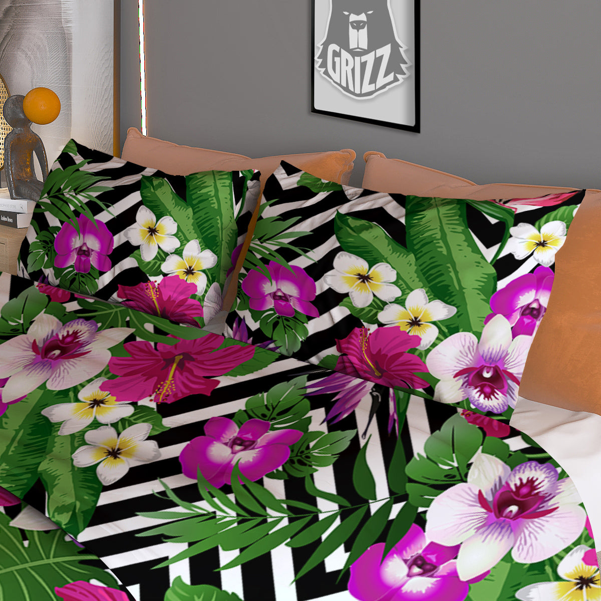 Tropical Zig Zag Print Pattern Duvet Cover Bedding Set-grizzshop