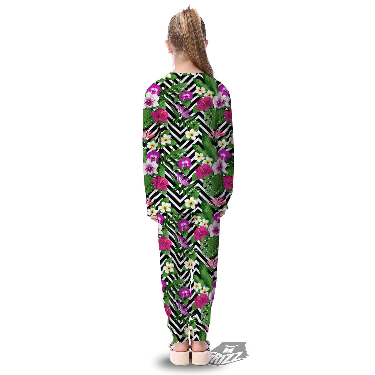 Tropical Zig Zag Print Pattern Kid's Pajamas-grizzshop