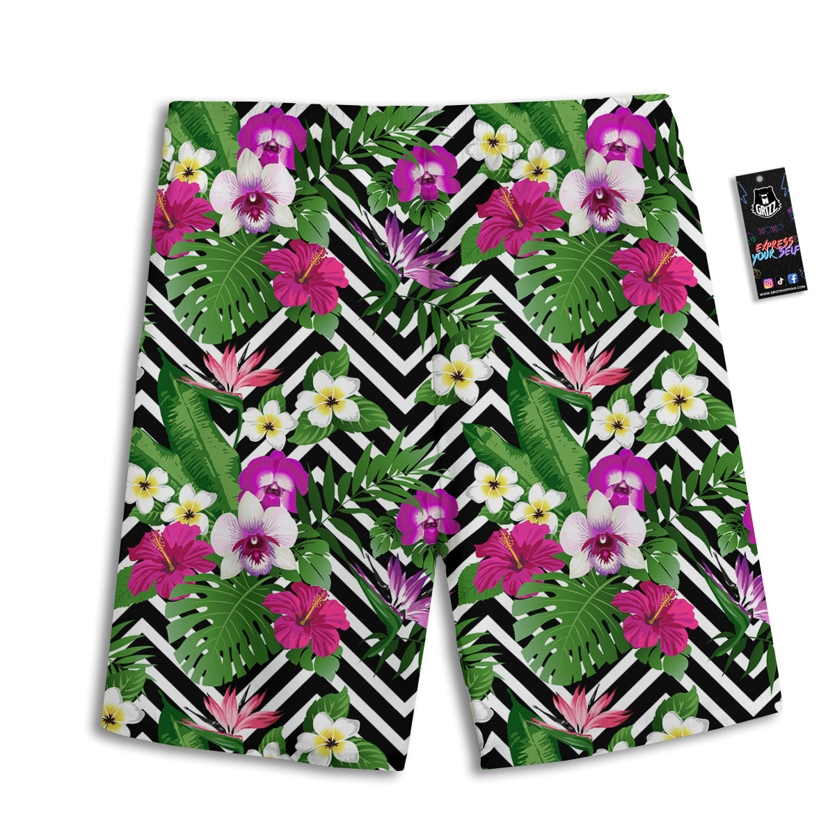 Tropical Zig Zag Print Pattern Men's Athletic Shorts-grizzshop