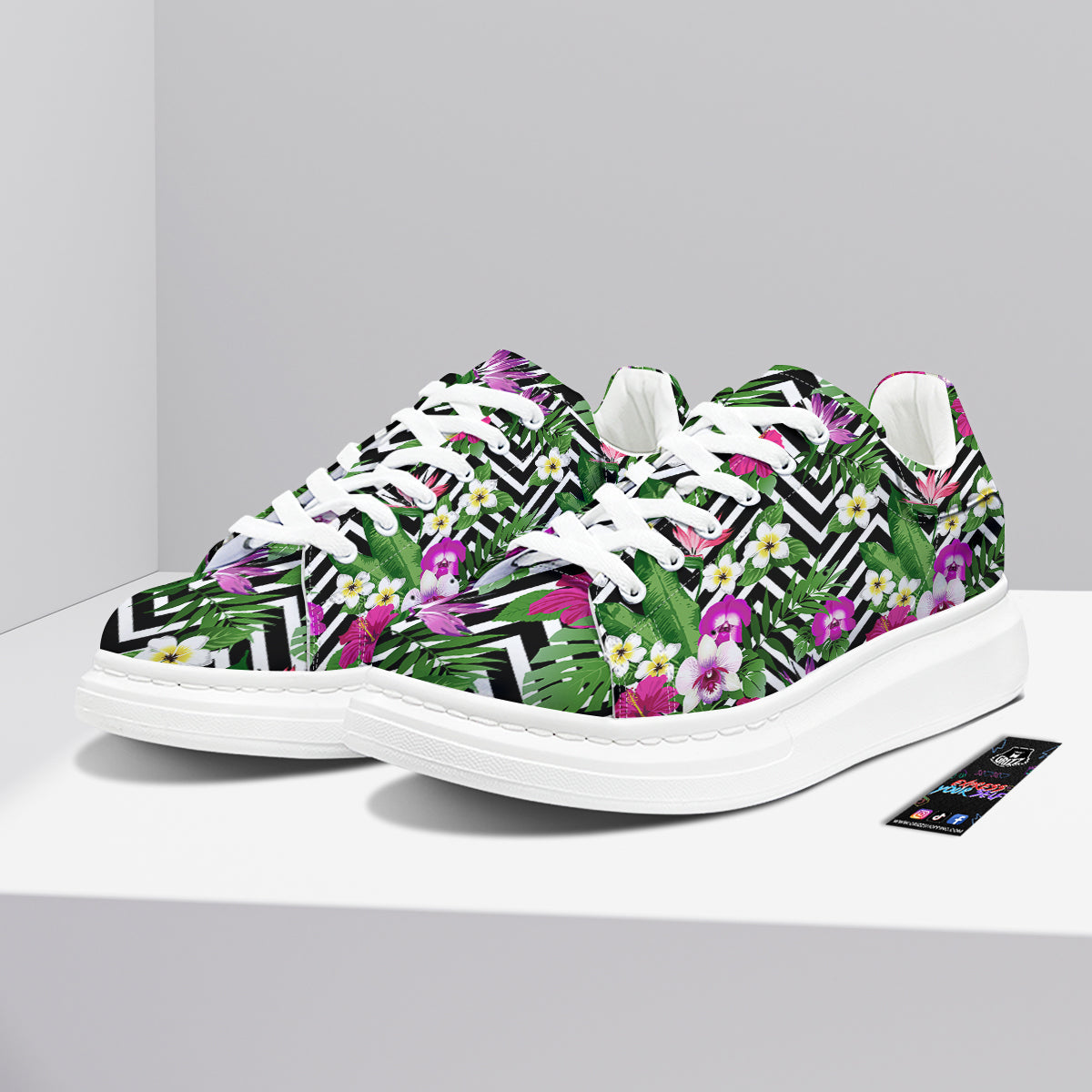 Tropical Zig Zag Print Pattern Platform Shoes-grizzshop