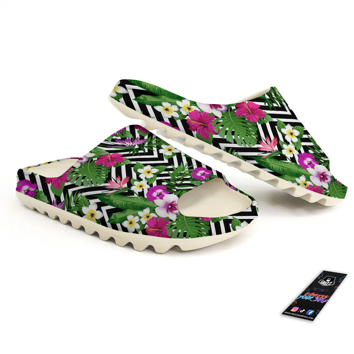 Tropical Zig Zag Print Pattern Sandals-grizzshop