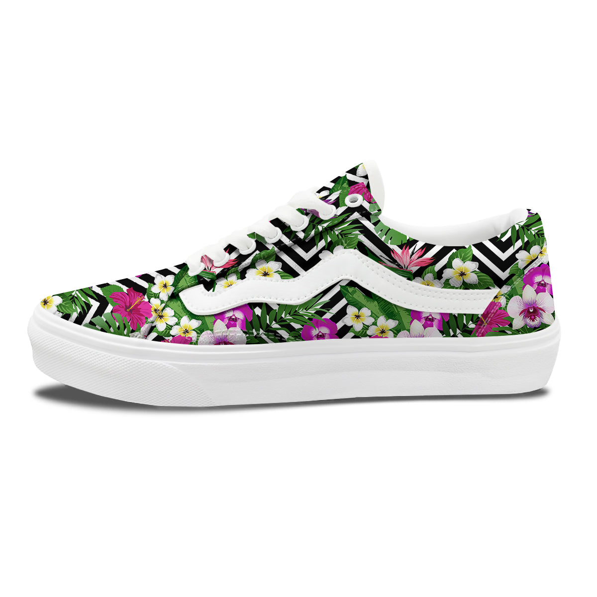 Tropical Zig Zag Print Pattern Skate Shoes-grizzshop