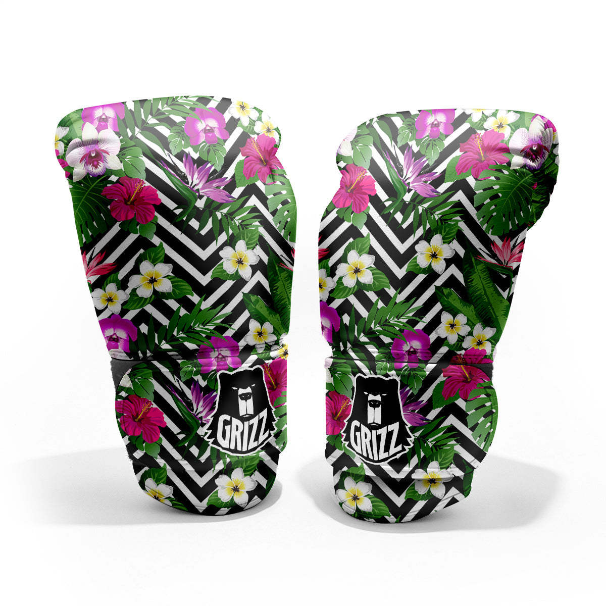 Tropical Zig Zag Print Pattern Sparring Gloves-grizzshop