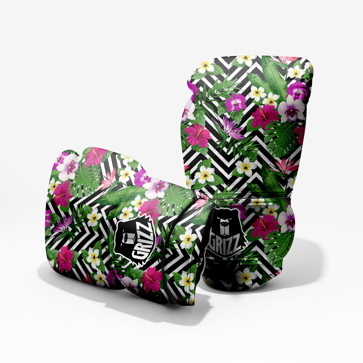 Tropical Zig Zag Print Pattern Sparring Gloves-grizzshop
