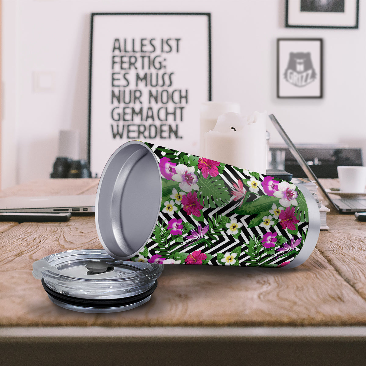Tropical Zig Zag Print Pattern Tumbler-grizzshop