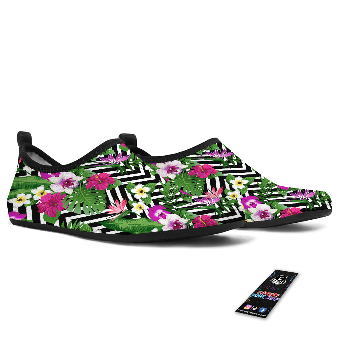 Tropical Zig Zag Print Pattern Water Shoes-grizzshop