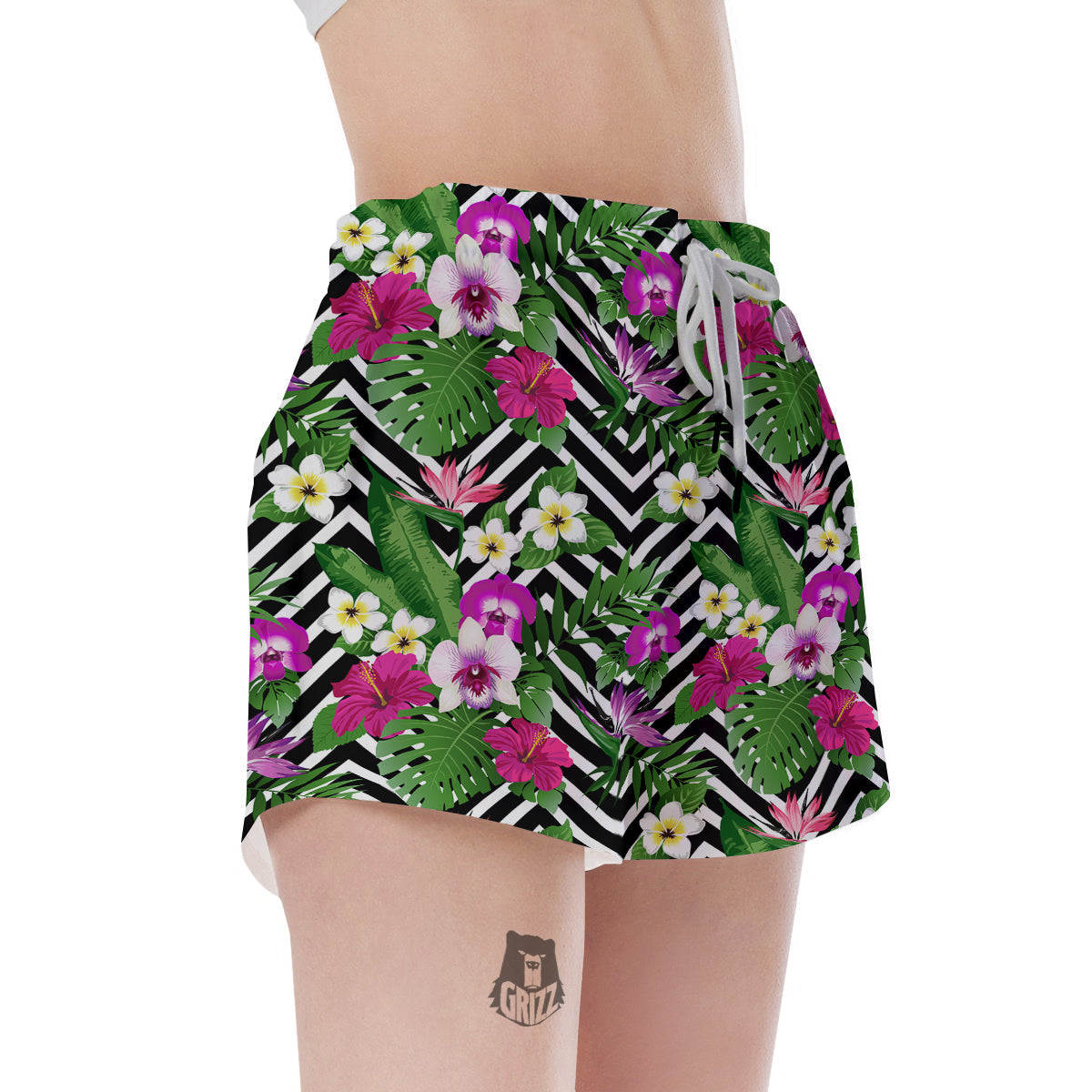 Tropical Zig Zag Print Pattern Women's Shorts-grizzshop