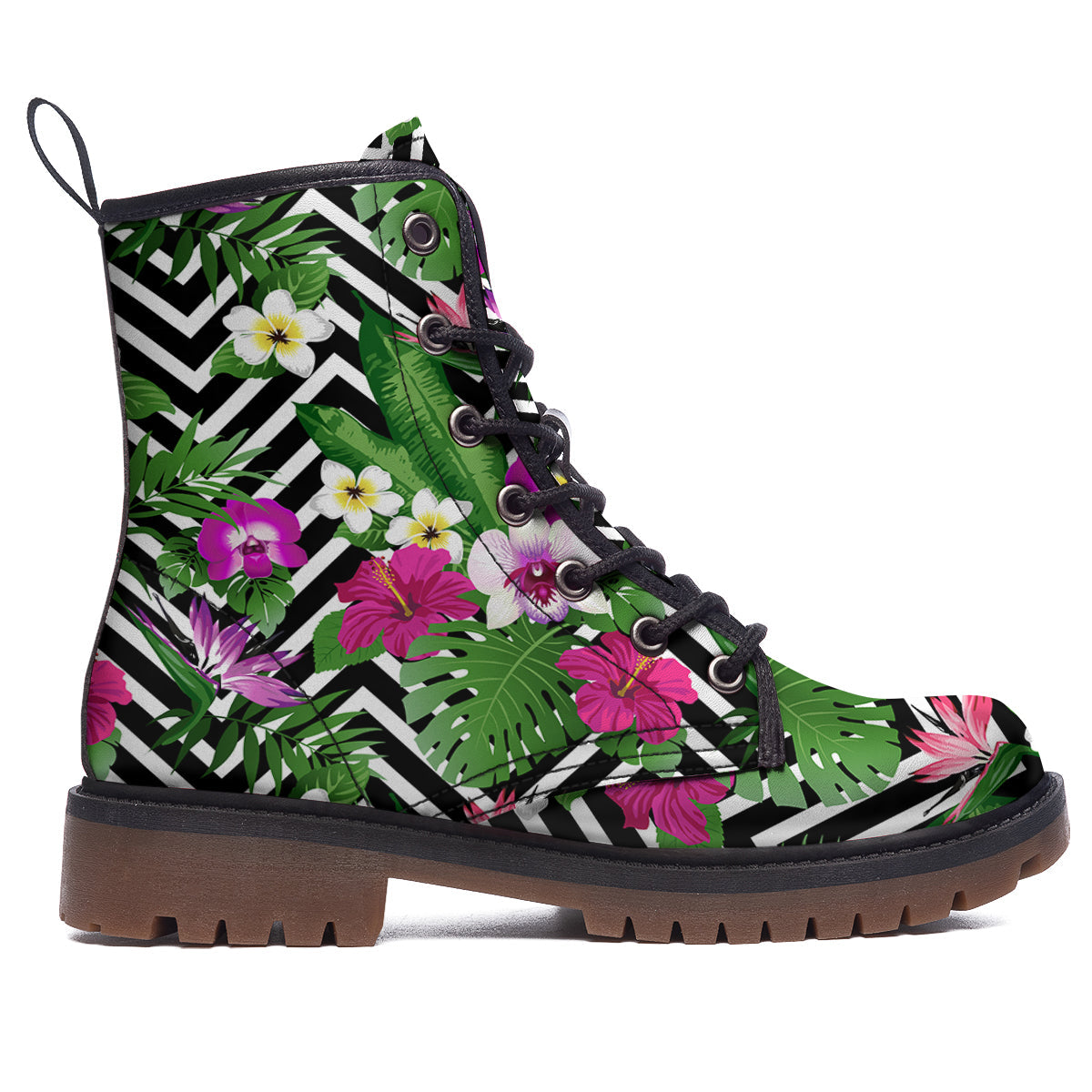 Tropical Zig Zag Print Pattern Work Boots-grizzshop
