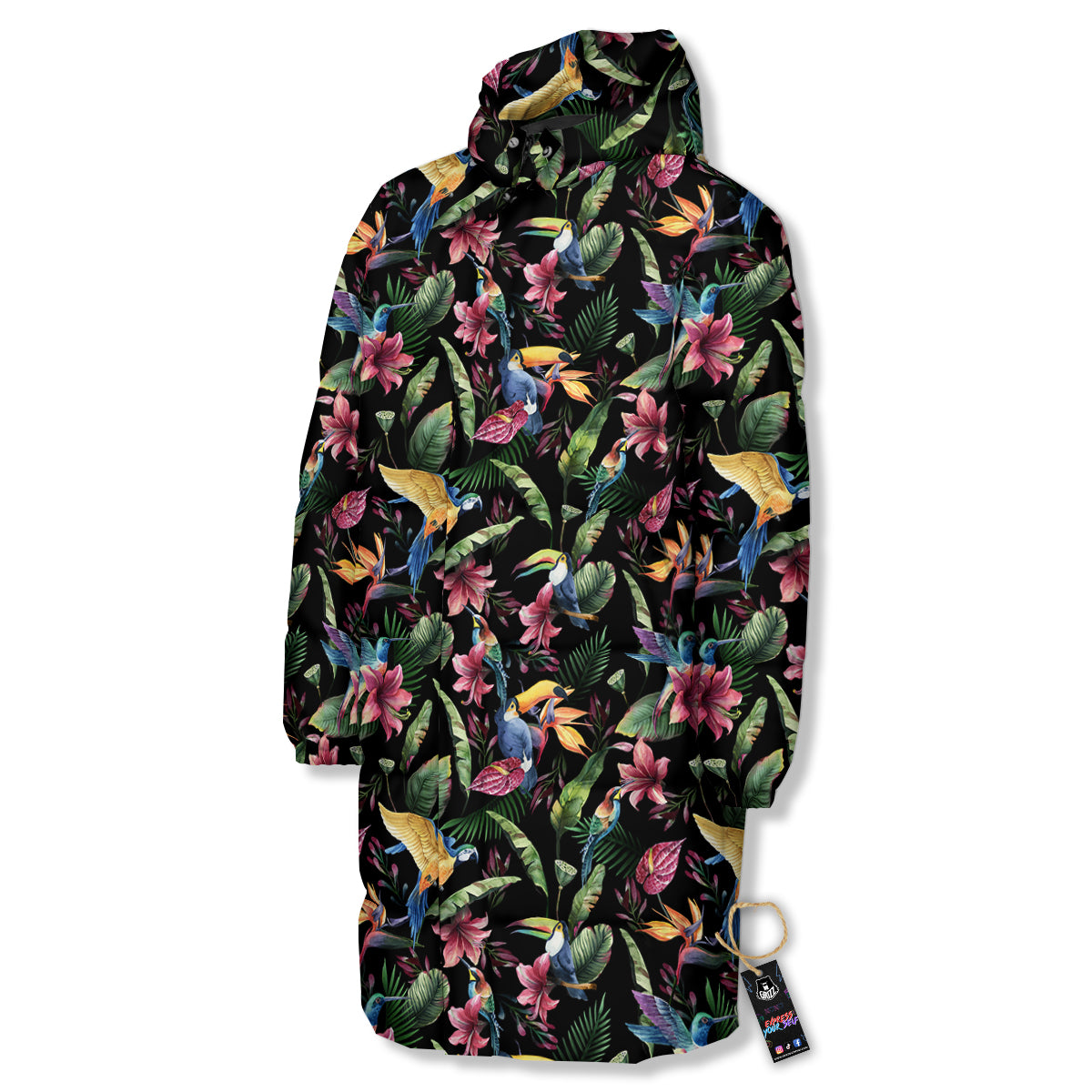 Tropical Aloha Hawaiian Print Pattern Long Down Jacket