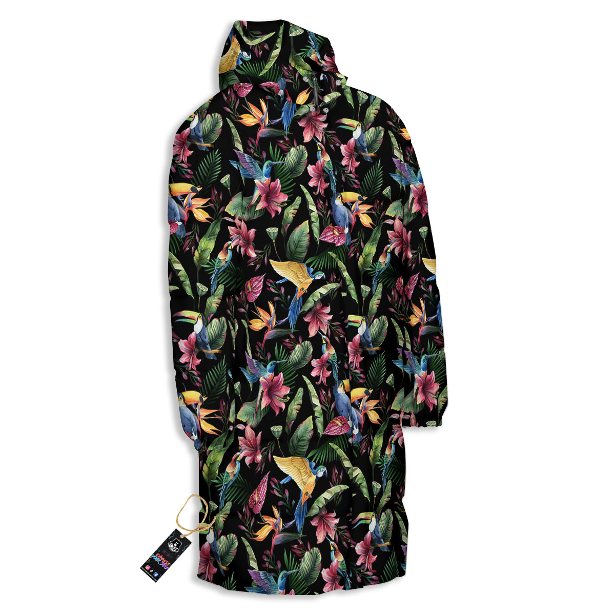 Tropical Aloha Hawaiian Print Pattern Long Down Jacket