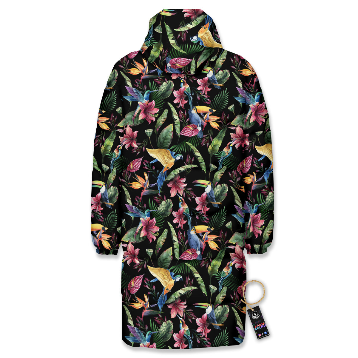 Tropical Aloha Hawaiian Print Pattern Long Down Jacket