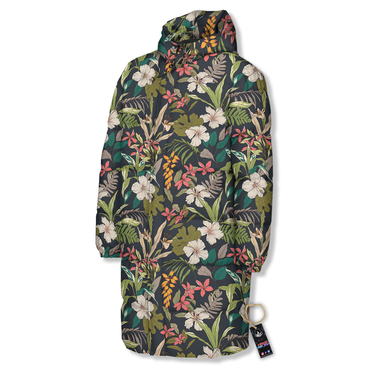 Tropical Hawaiian Aloha Print Pattern Long Down Jacket