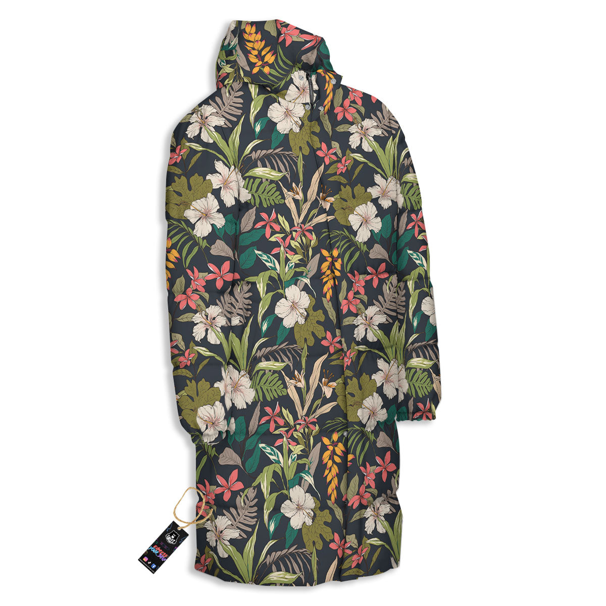 Tropical Hawaiian Aloha Print Pattern Long Down Jacket