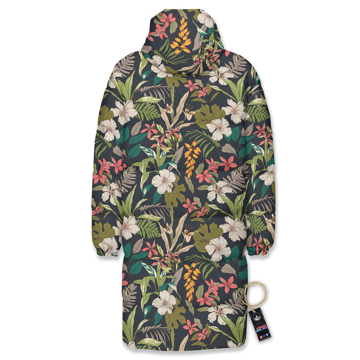 Tropical Hawaiian Aloha Print Pattern Long Down Jacket