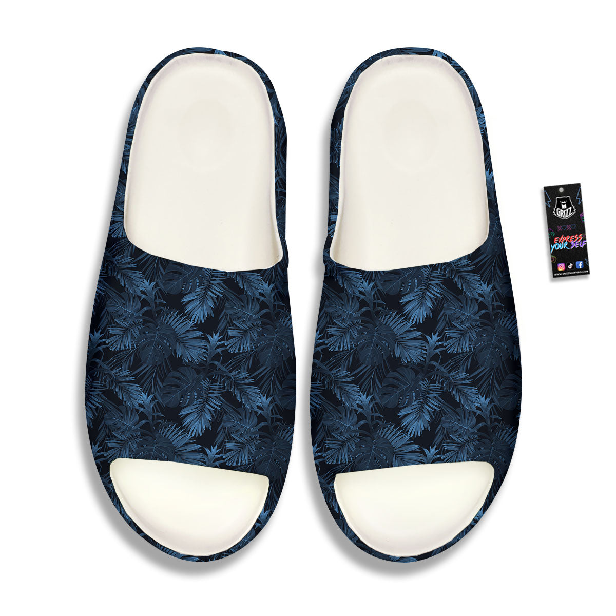 Tropical Leaf Dark Print Pattern Sandals-grizzshop