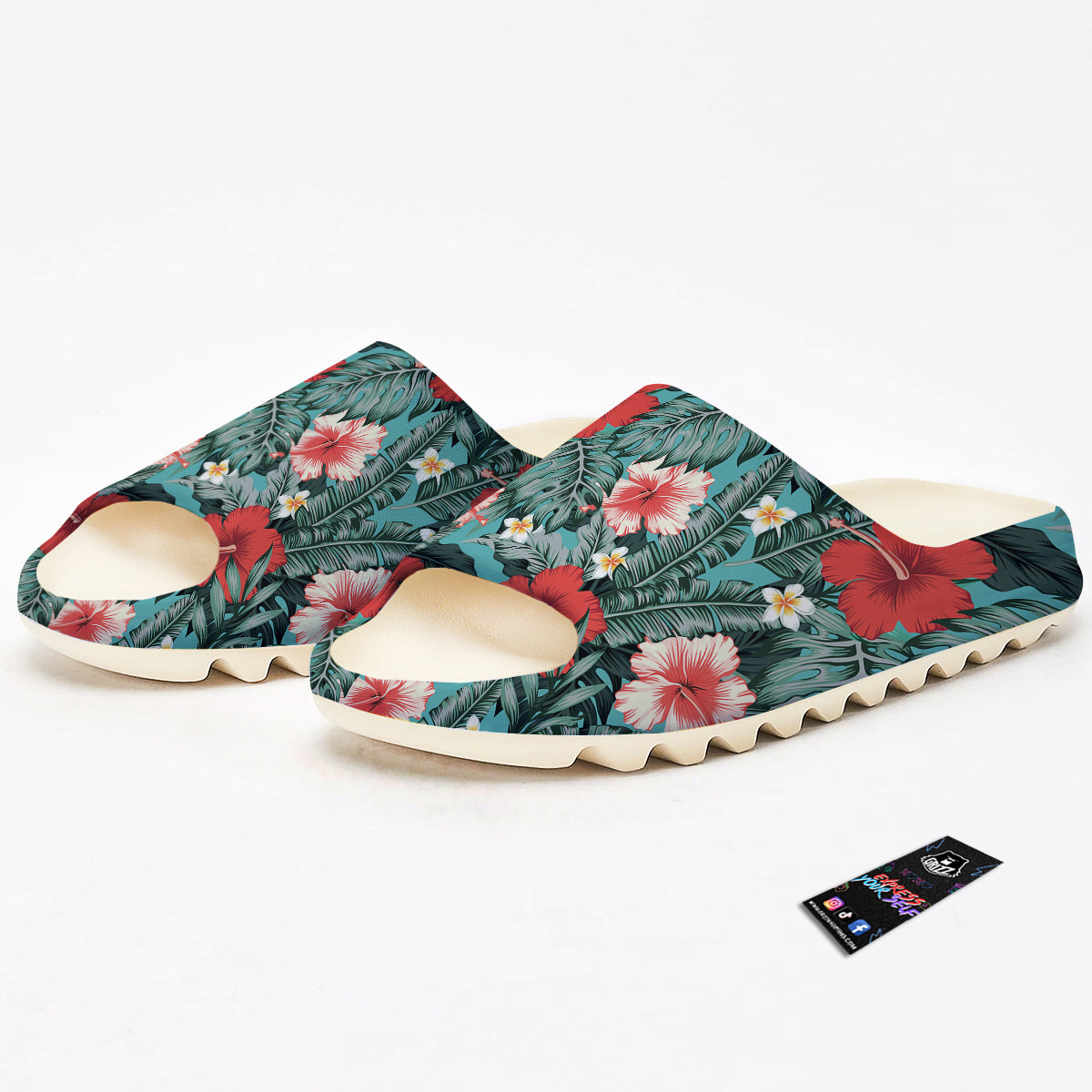 Tropical Leaf Turquoise Print Pattern Sandals-grizzshop