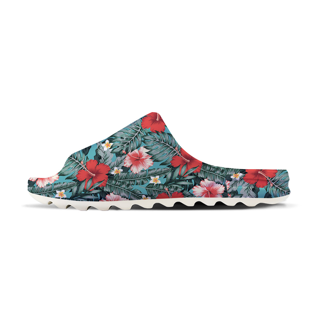 Tropical Leaf Turquoise Print Pattern Sandals-grizzshop