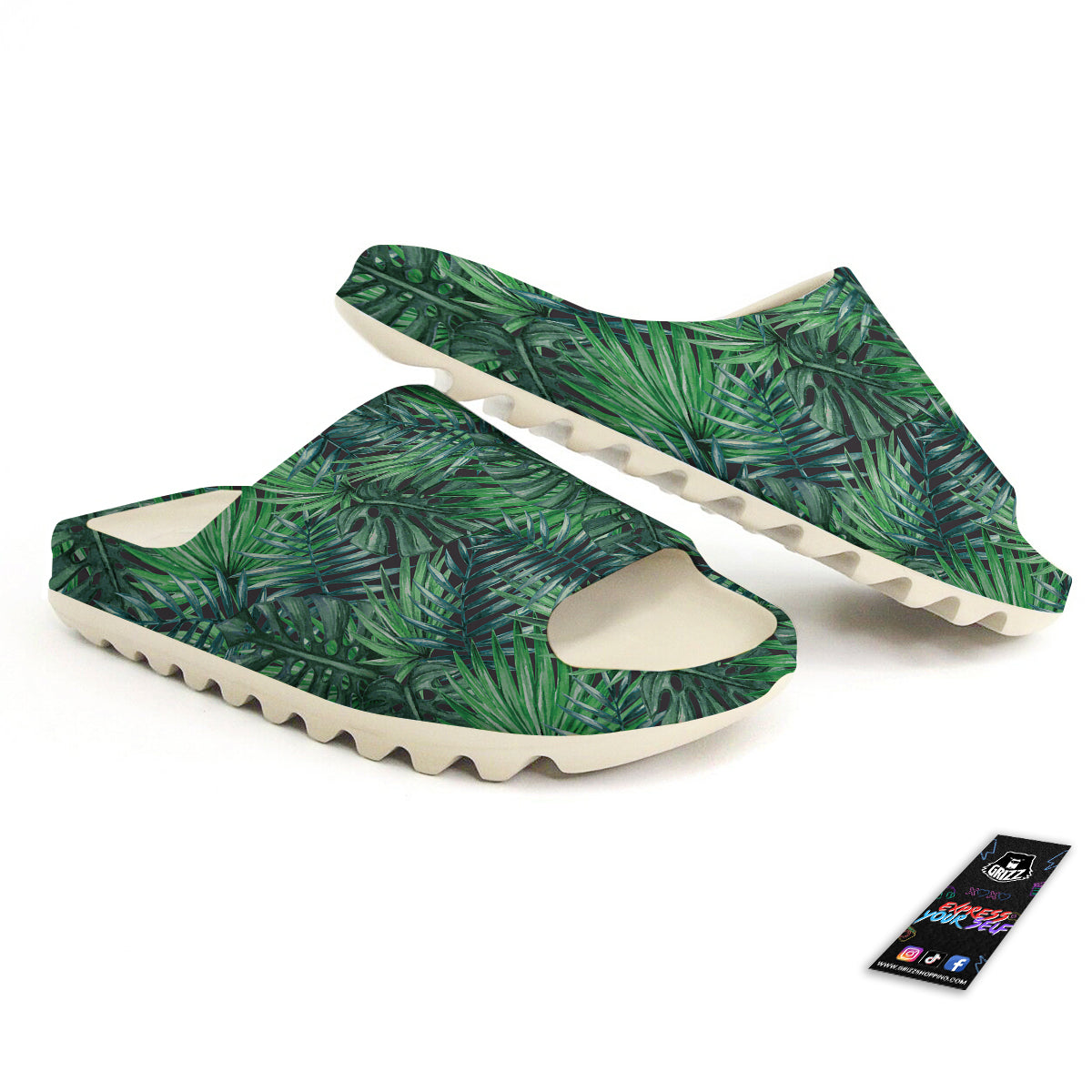Tropical Leaf Watercolor Print Pattern Sandals-grizzshop