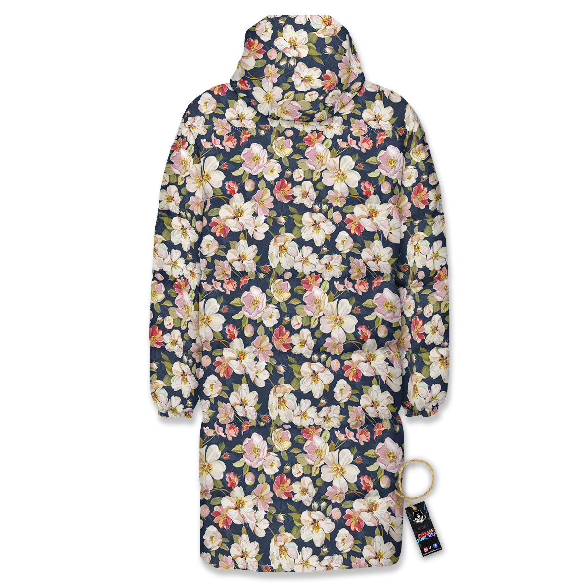 Tropical Leaves Blossom Print Pattern Long Down Jacket