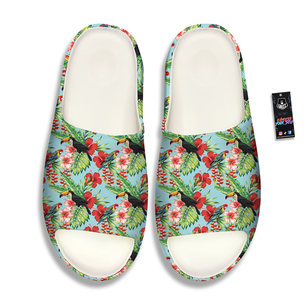 Tropical Parrot Toucan Print Pattern Sandals-grizzshop
