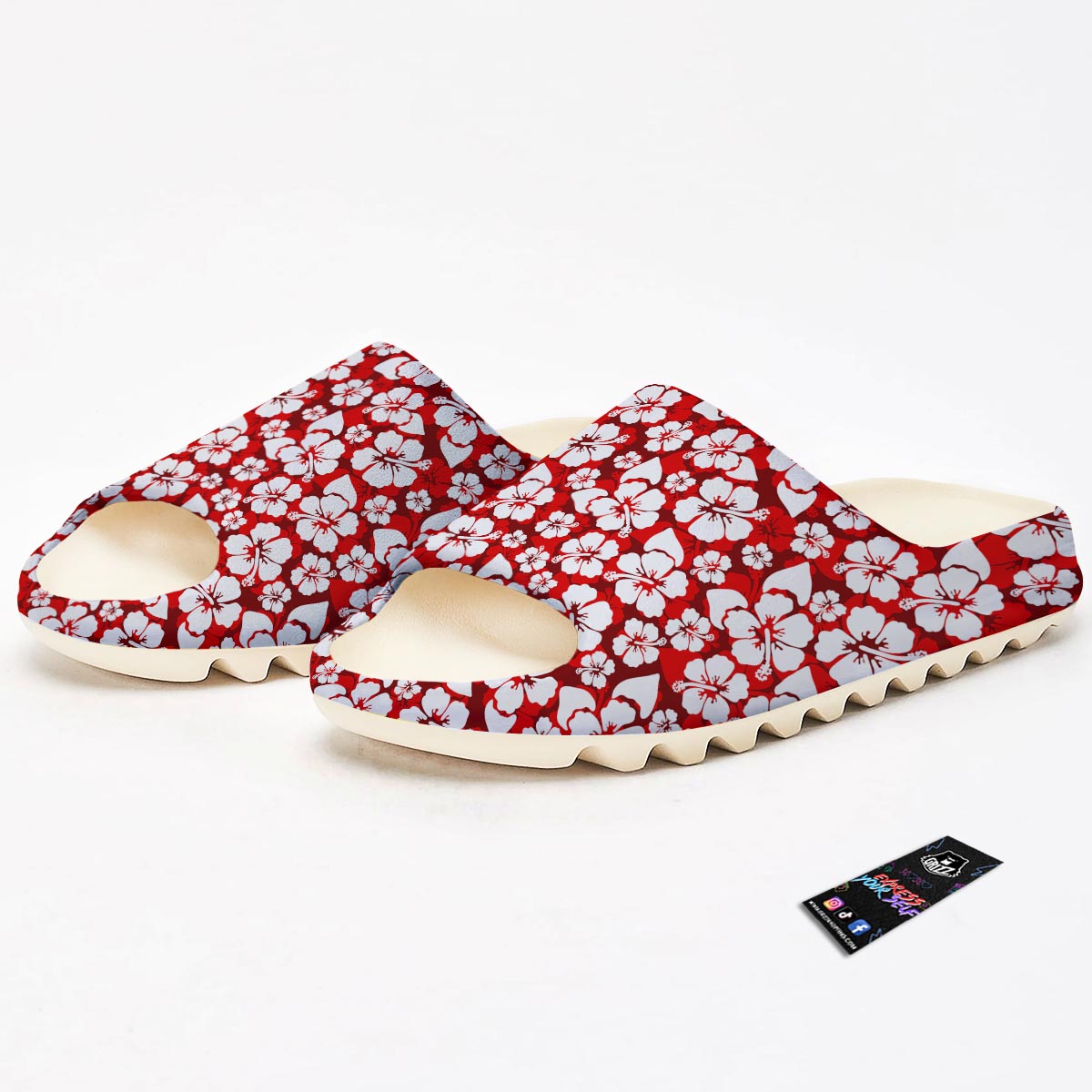 Tropical Red Hawaiian Print Pattern Sandals-grizzshop