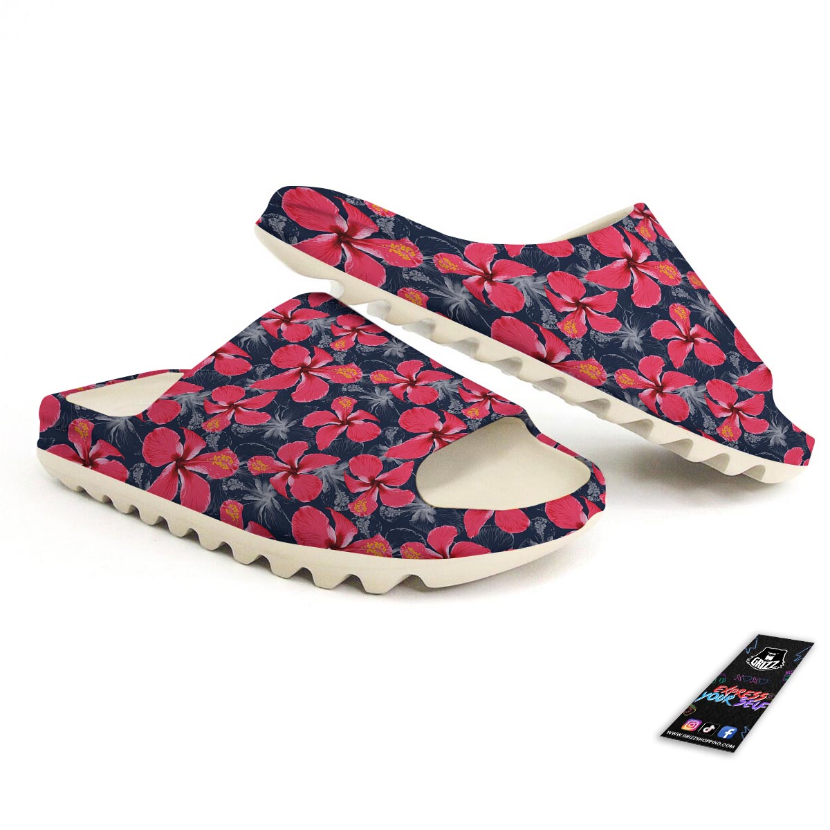 Tropical Red Hibiscus Print Pattern Sandals-grizzshop
