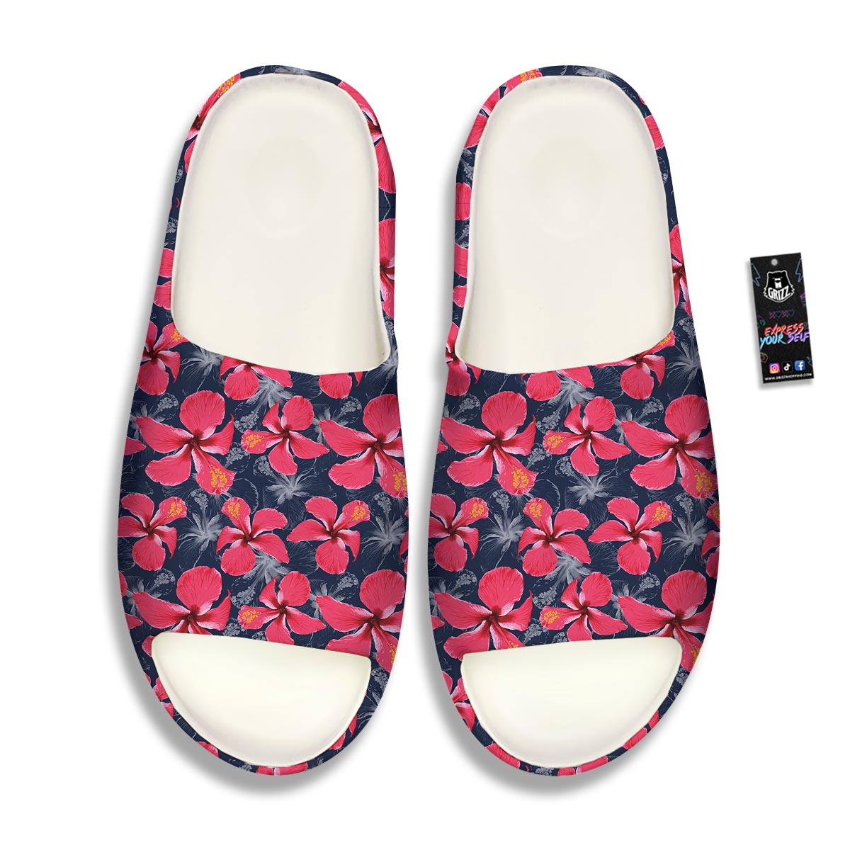 Tropical Red Hibiscus Print Pattern Sandals-grizzshop
