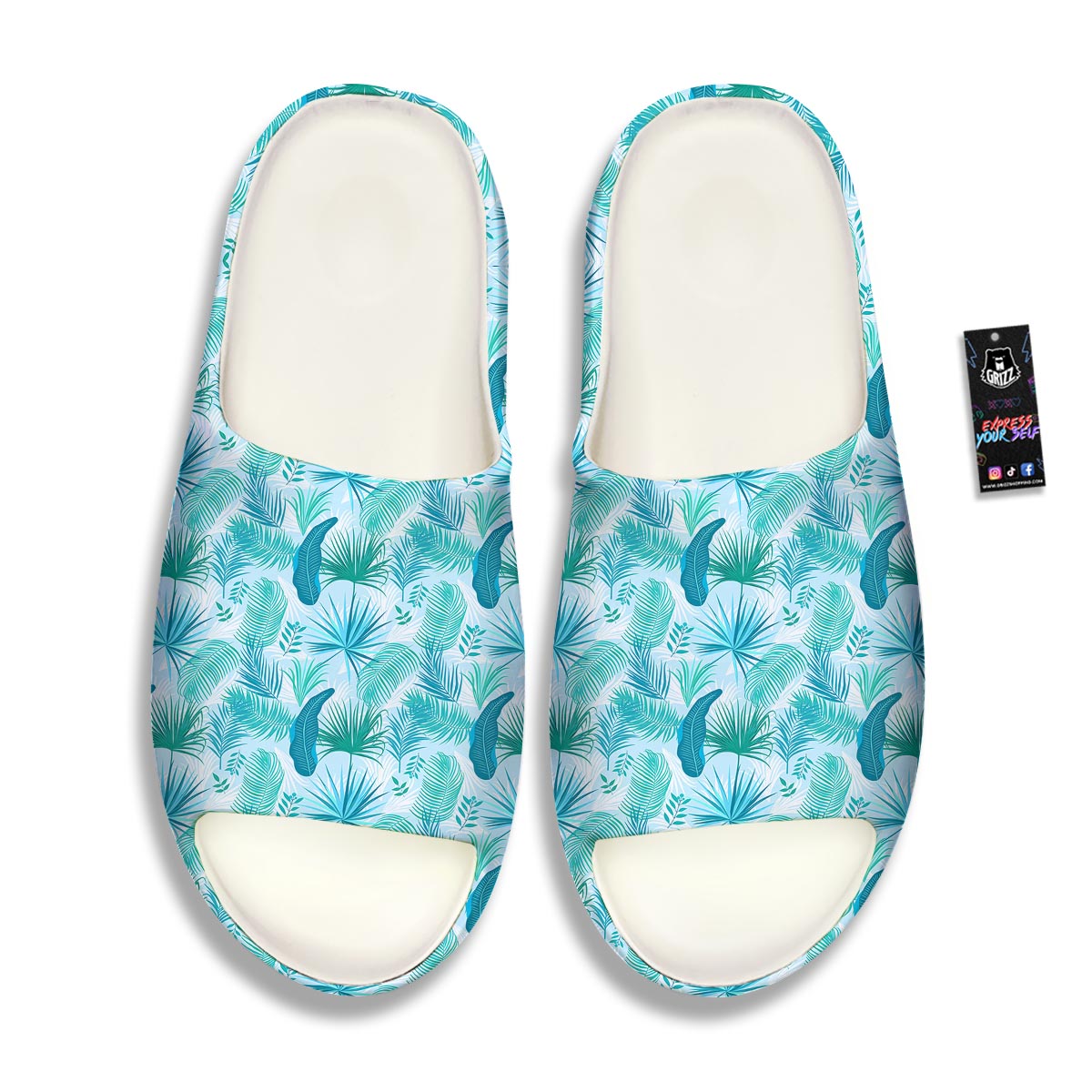 Tropical Teal Aloha Print Pattern Sandals-grizzshop