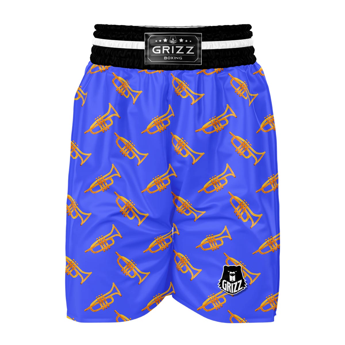 Trumpet Blue Pattern Print Boxing Shorts-grizzshop
