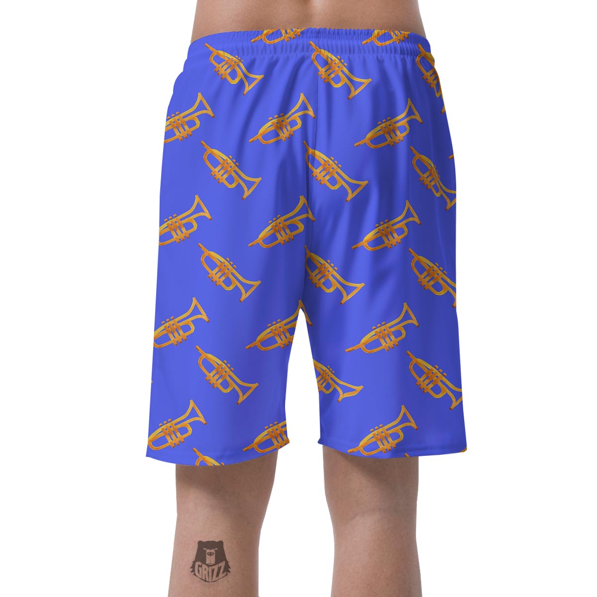 Trumpet Blue Pattern Print Men's Shorts-grizzshop