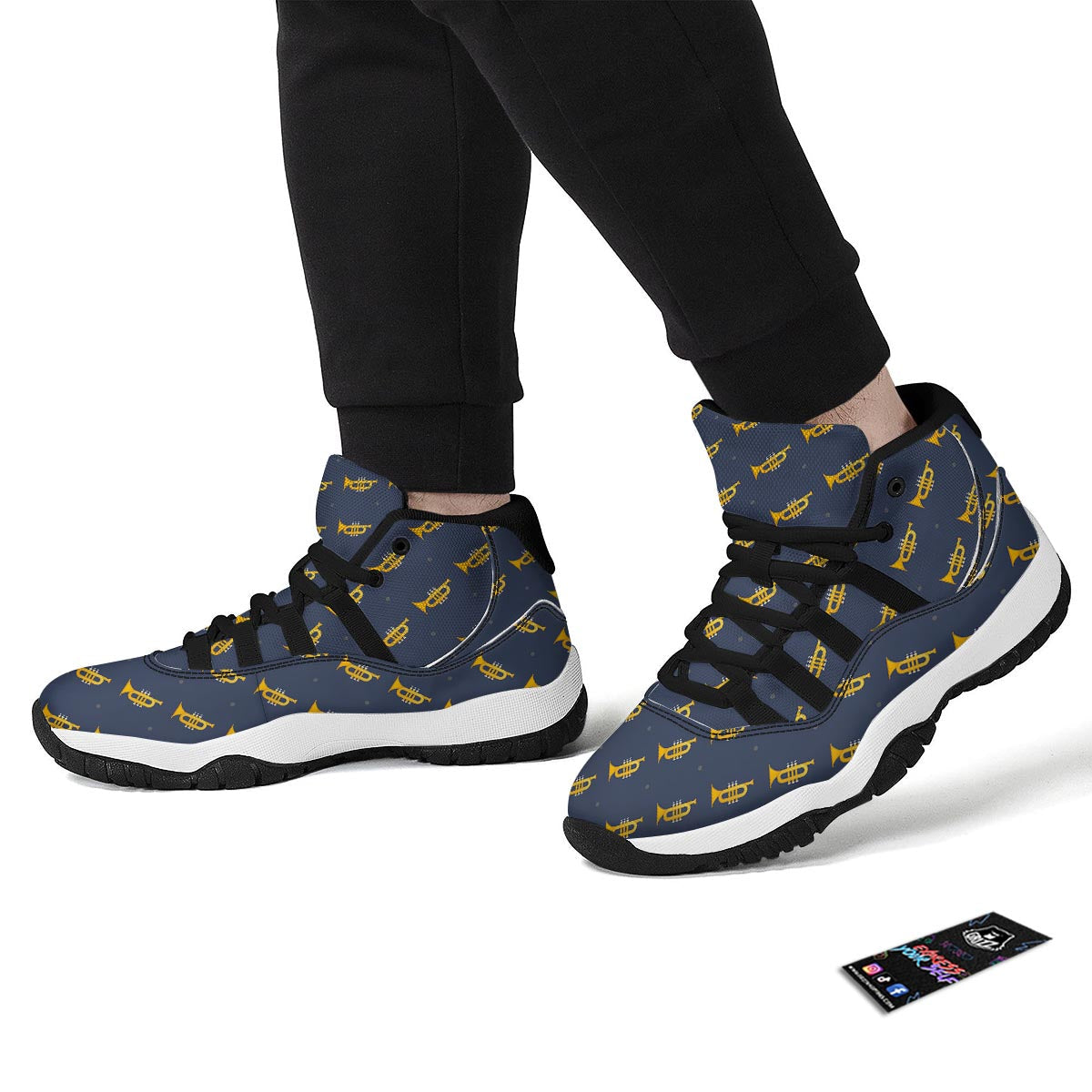 Trumpet Print Pattern Black Bball Shoes-grizzshop