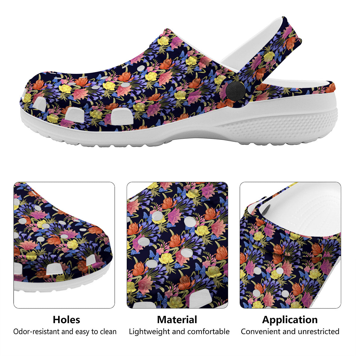 Tulip Colorful Print Pattern Clog-grizzshop