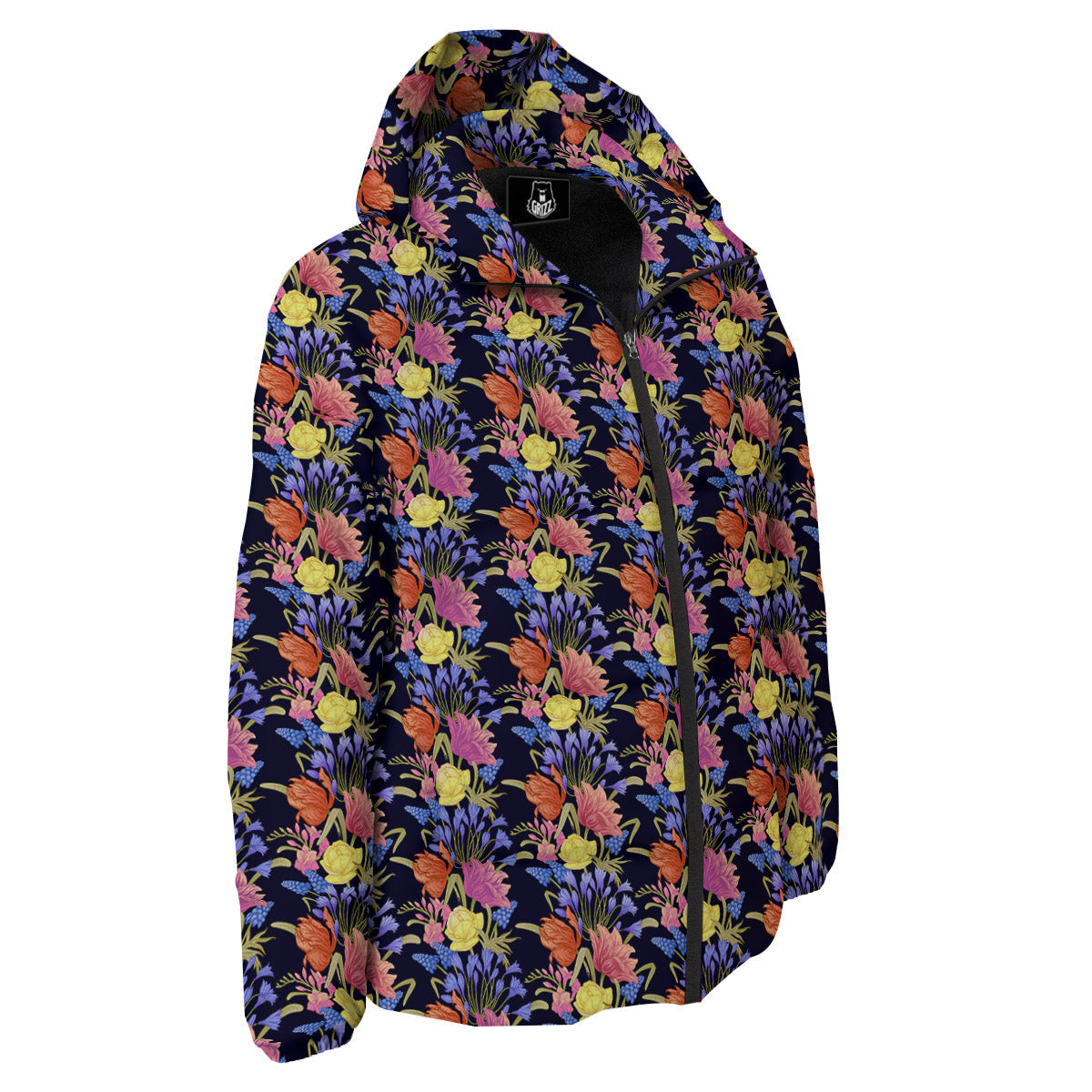 Tulip Colorful Print Pattern Down Jacket-grizzshop