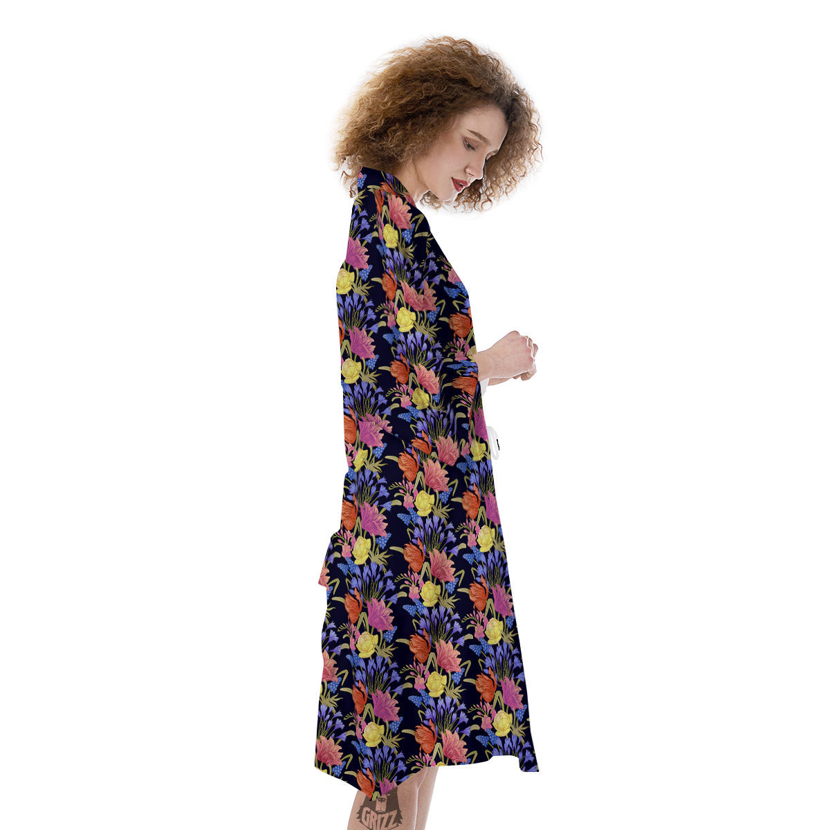 Tulip Colorful Print Pattern Kimono-grizzshop