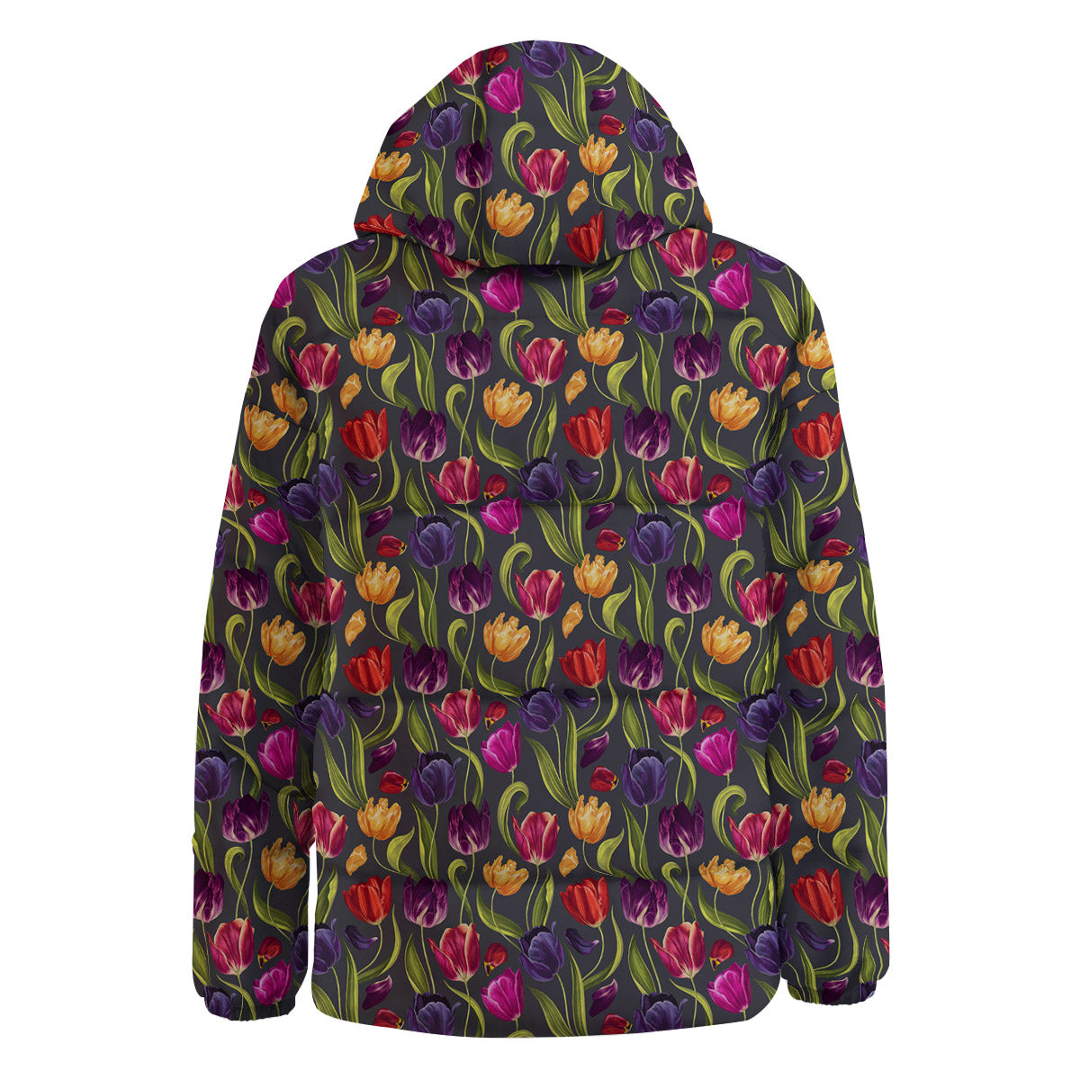 Tulip Colorful Watercolor Print Pattern Down Jacket-grizzshop
