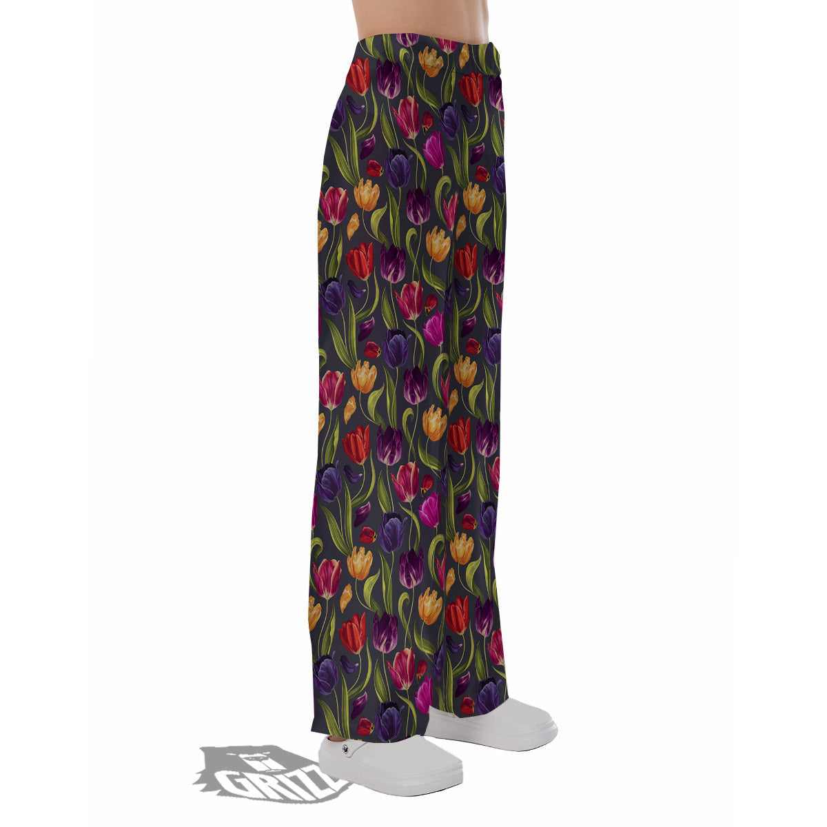 Tulip Colorful Watercolor Print Pattern Pajama Pants-grizzshop