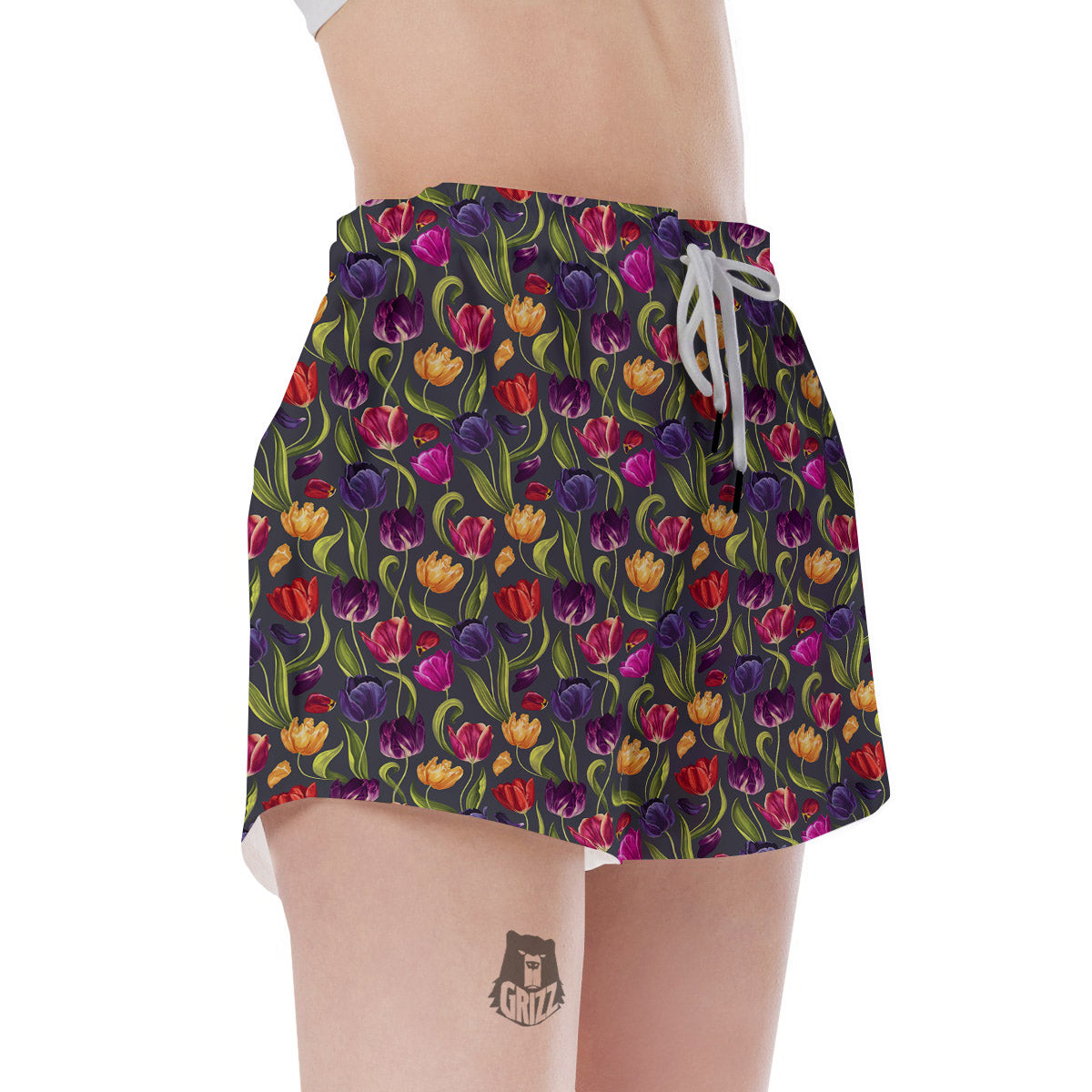 Tulip Colorful Watercolor Print Pattern Women's Shorts-grizzshop