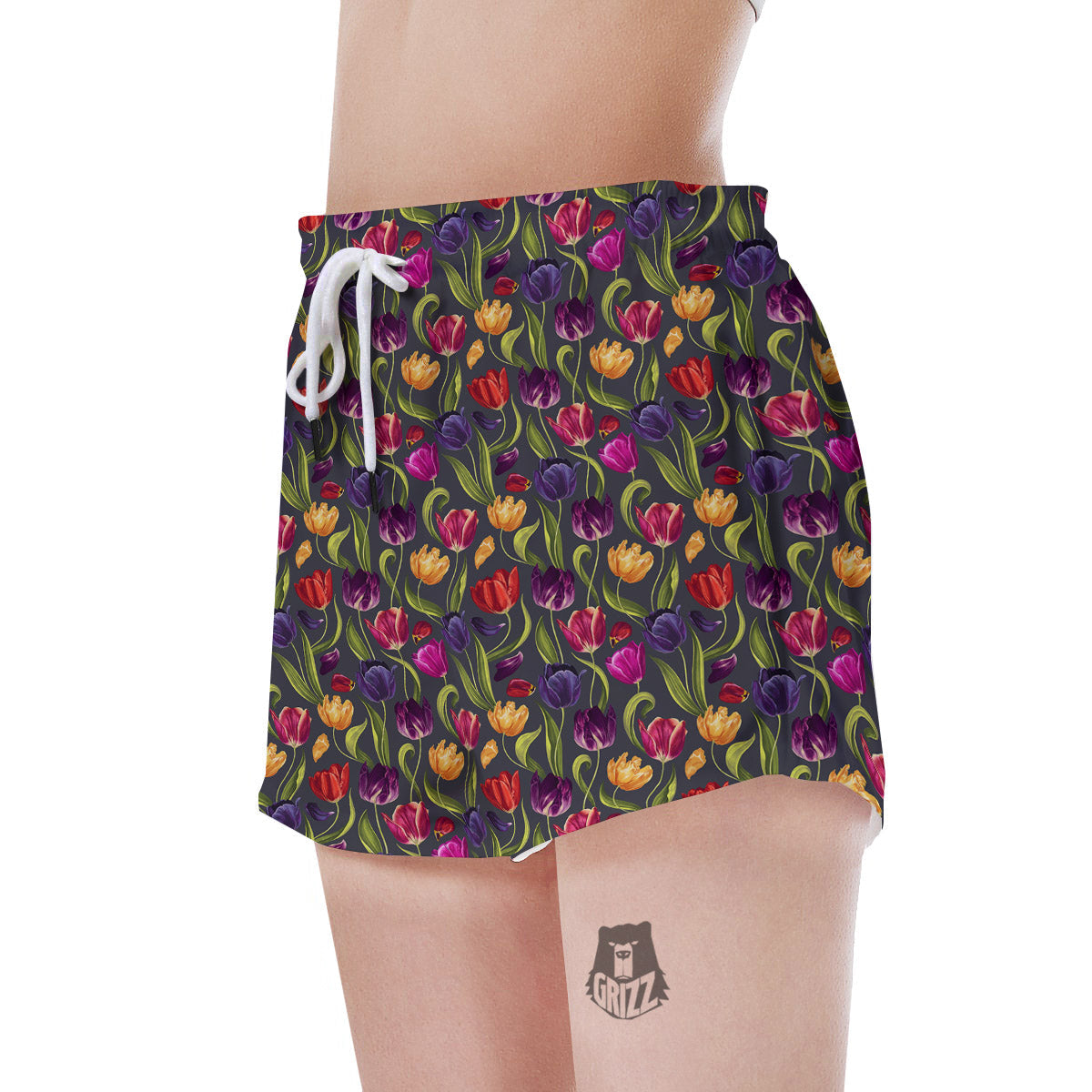 Tulip Colorful Watercolor Print Pattern Women's Shorts-grizzshop
