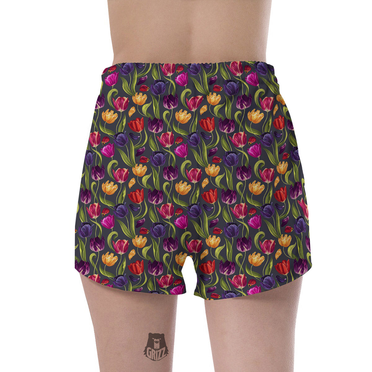 Tulip Colorful Watercolor Print Pattern Women's Shorts-grizzshop